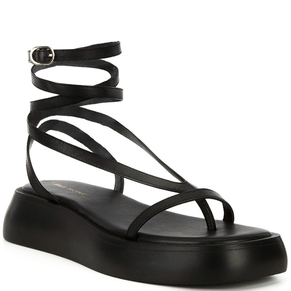Free People Shoes - NEW FREE PEOPLE BLACK LEATHER STRAPPY PLATFORM SANDALS